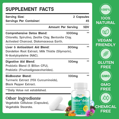 15-In-1 Detox Binder, Activated Charcoal, Zeolite & Bentonite Clay, Chlorella, 1